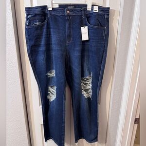 Plus Size 24w New With Tags Judy Blue Ripped Dark Wash Cropped Jeans